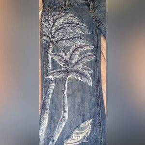Palm Tree low rise boyfriend Jeans